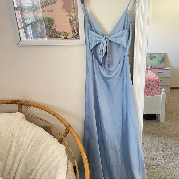 PEPPERMAYO Flora Satin Maxi Dress in Ice US 10